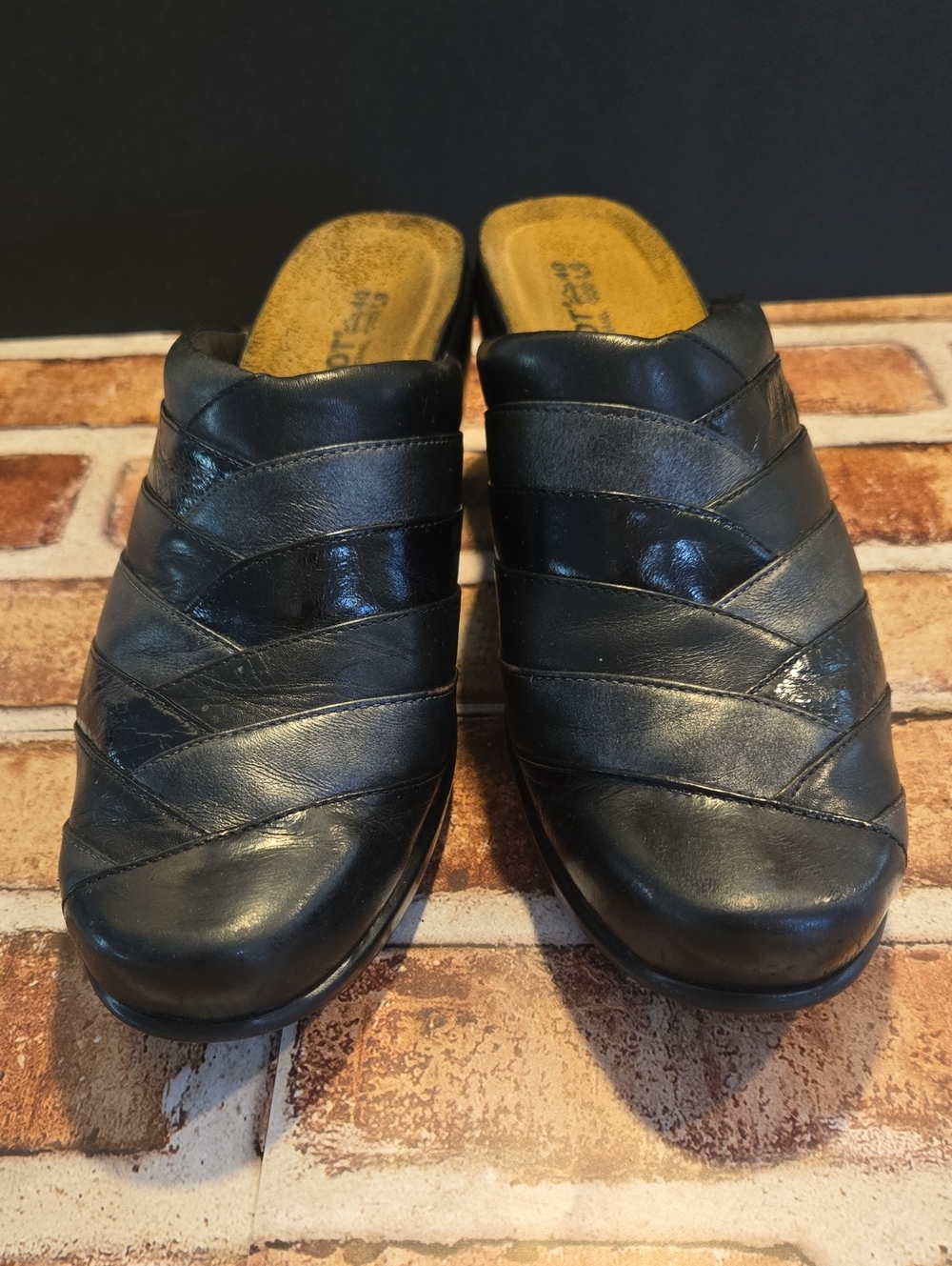 Naot Black Leather Slip-On Mules